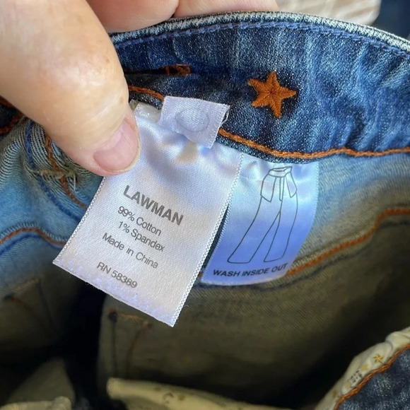 Lawman Blue Fleur-di-lis Embroidered Pockets Cowgirl Denim Vintage Jeans - Picture 9 of 10